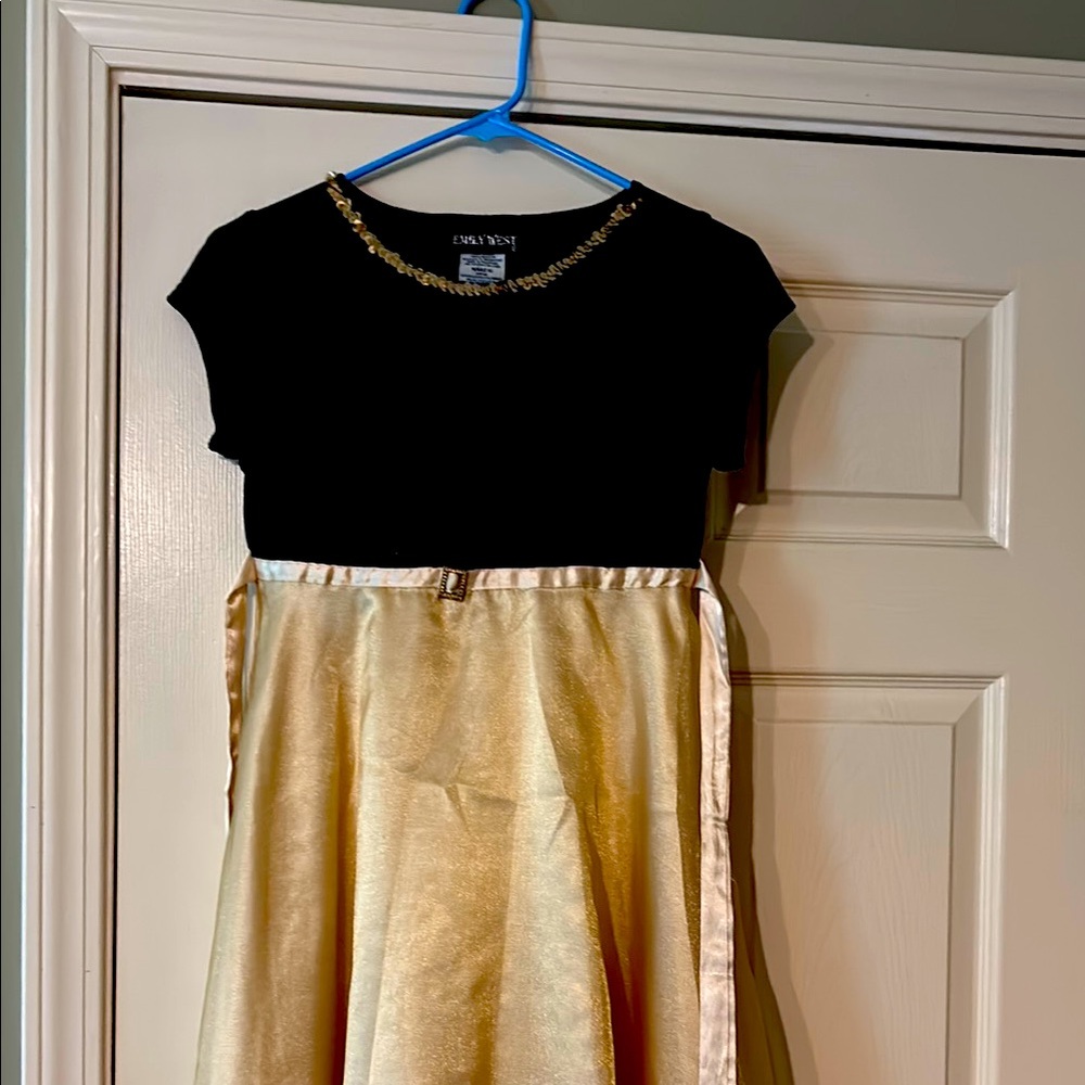 Emily West Black Dress with Gold Sequin tie dress with no zipper.